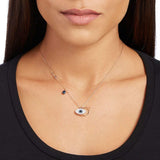 Evil Eye Blue Rose Gold Stainless Steel Necklace Pendant Chain For Women