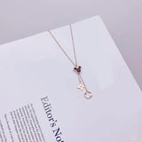 Micky Mouse Black Rose Gold Slim Stainless Steel Necklace Pendant Chain For Women