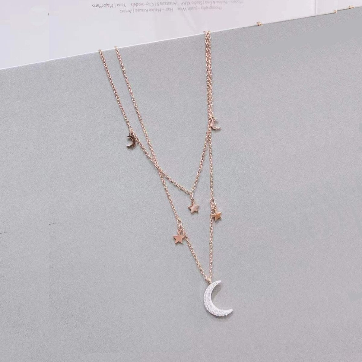 Heart Moon Rose Gold Stainless Steel Necklace Chain For Women