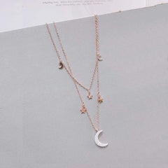 Heart Moon Rose Gold Stainless Steel Necklace Chain For Women