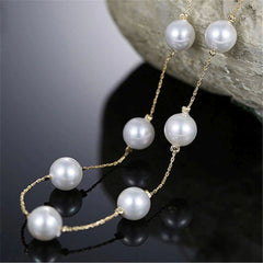 Round Pearl Gold Choker Stainless Steel Necklace Chain For Women