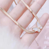 Butterfly Rose Gold Choker Snake Stainless Steel Necklace Chain For Women
