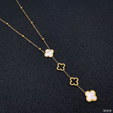 Clover Stainless Steel Gold White Black Necklace Pendant Chain Women
