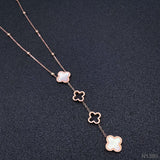 Clover Stainless Steel Rose Gold White Black Necklace Chain Women