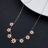 Flower Rose Gold Stainless Steel Necklace Pendant Chain Women
