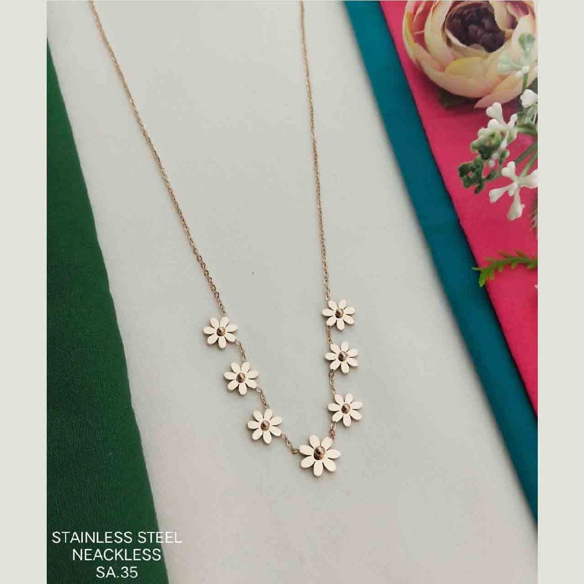 Buy Estele Rose Gold Plated Flower Pendant Necklace for Women (Set of 2)  Online