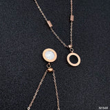 Romen Black White Rose Gold Stainless Steel Necklace Pendant Chain Women
