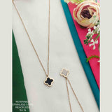 Clover Flower Black White Rose Gold Stainless Steel Necklace Pendant Chain Women