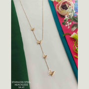 Butterfly Rose Gold Stainless Steel Y Necklace Pendant Chain Women