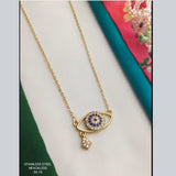 Stainless Steel Cubic Zirconia Evil Eye Necklace Pendant Chain For Women Blue