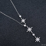 Stainless Steel Silver Cubic Zirconia Star Necklace Chain Women
