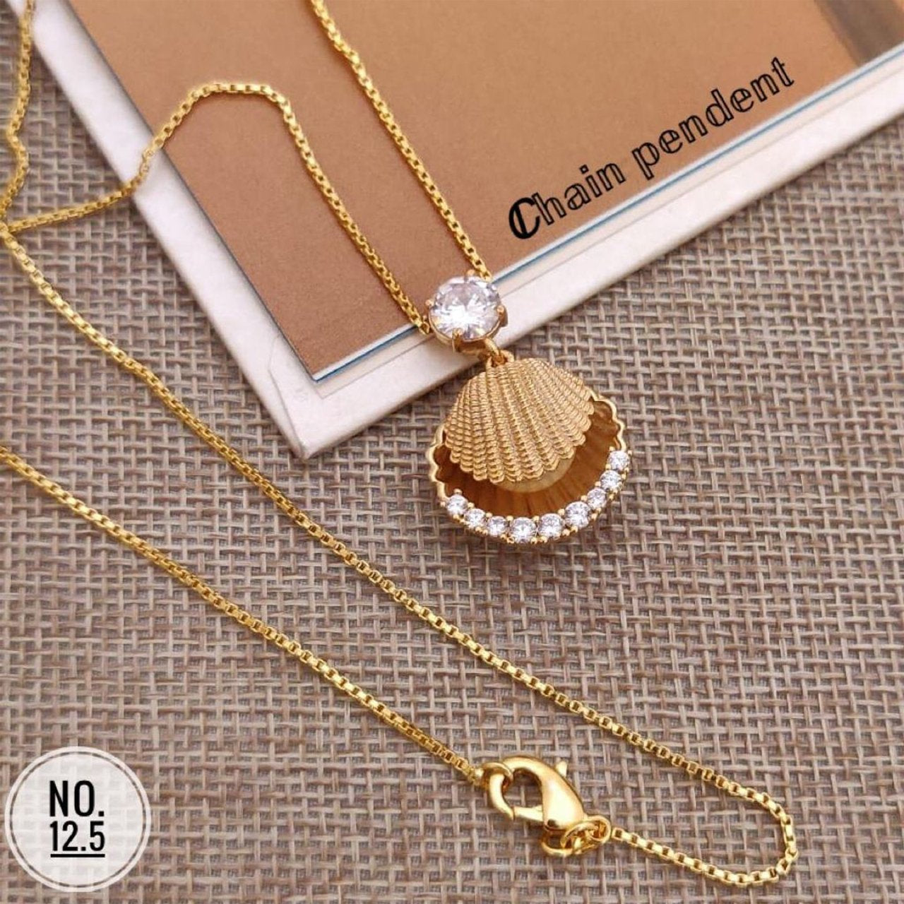 Shell Pearl Gold Copper Pendant Necklace Chain For Women