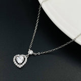 Heart Silver American Diamonds Slim Necklace Pendant Chain For Women