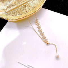 Stainless Steel Crystal Flower Necklace Chain For Women White
