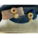 Copper Black Gold Cubic Zirconia Choker Necklace Earring Set For Women