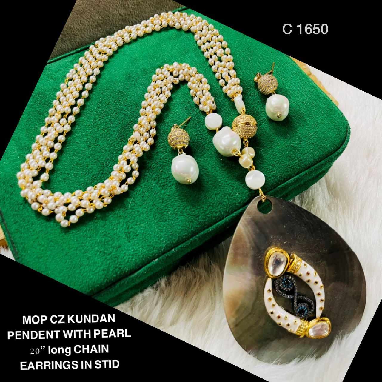 White pearl necklace set/ jewelry set/western cum ethnic look/girls/women/  1 row /single line/