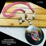 Copper Flower Pearl Crystal Gold Pink Black Necklace Earring Set Women