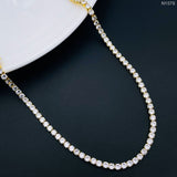 Cubic Zirconia Solitaire Tennis 18K Gold Necklace Chain for Women