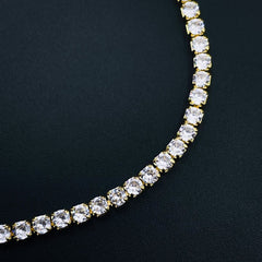 Cubic Zirconia Solitaire Tennis 18K Gold Necklace Chain for Women