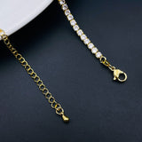Cubic Zirconia Solitaire Tennis 18K Gold Necklace Chain for Women
