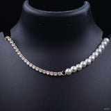 Copper Gold Cubic Zirconia Pearl Adjustable Necklace Chain Women