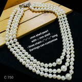 Copper Silver Pearl Necklace For Women