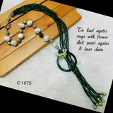 Copper Silver Green Beads Pearl Necklace For Women