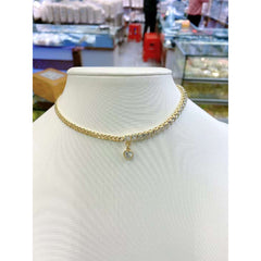 Copper Gold Cubic Zirconia Heart Choker Chain Necklace For Women