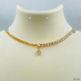 Copper Gold Cubic Zirconia Heart Choker Chain Necklace For Women