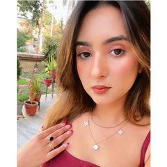 Stainless Steel Rose Gold Enamel Clover Necklace Chain For Women