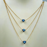 Brass Blue Gold Enamel Heart Evil eye layer Necklace For Women