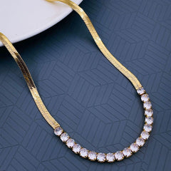 Snake Cubic Zirconia 18K Gold Stainless Steel Necklace Chain 18" for Women