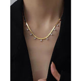 Baguette Cubic Zirconia 18K Gold Stainless Steel Snake Necklace Chain Women