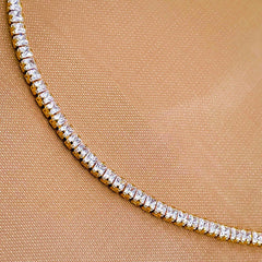 Dainty Solitaire Cubic Zirconia Gold Adjustable Necklace Chain Women