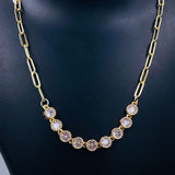 Bezel Heart Cubic Zirconia 18K Gold Links Chain Necklace Bracelet Combo Set for Women