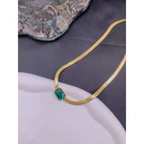 Emerald Green 18K Gold Surgical Stainless Steel Snake Chain Necklace for Women