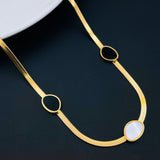 Black White Beads 18K Gold Stainless Steel Snake Chain Bracelet for Women