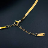 Black White Beads 18K Gold Stainless Steel Snake Chain Bracelet for Women