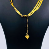 Triple Layer Smooth Snake 18k Gold Stainless Steel Chain Necklace For Women
