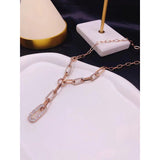 Chunky Paper Clip Studded 18K Gold Stainless Steel Links Chain Necklace for Women