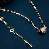 Stainless Steel Gold Plain Drum Necklace For Women