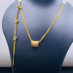 Stainless Steel Gold Plain Drum Necklace For Women