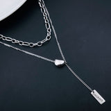 Silver Stylish Multi Layered Stunning Stainless Steel Necklace Chain Women