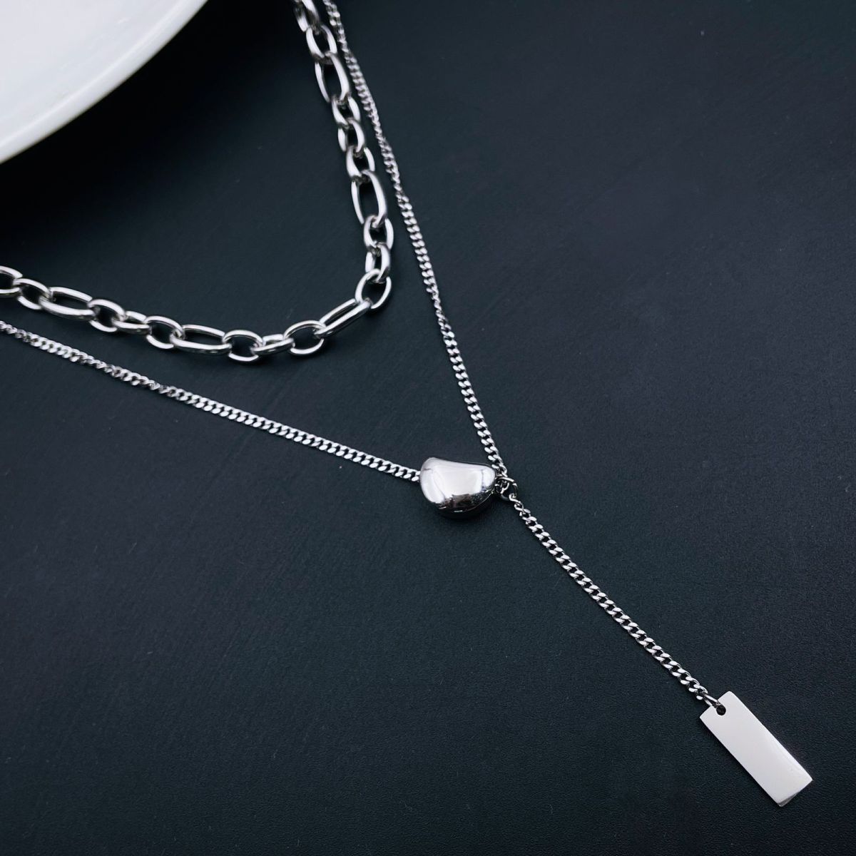 Silver Stylish Multi Layered Stunning Stainless Steel Necklace