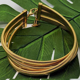 Triple Wrap Layer Snake Smooth 18K Gold Stainless Steel Choker Necklace for Women