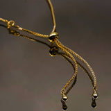 Evil Eye Baguette Eternity 18K Gold Adjustable Slider Necklace for Women