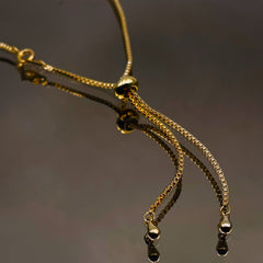 Eternity Long Baguette Cubic Zirconia 18K Gold Adjustable Slider Necklace for Women