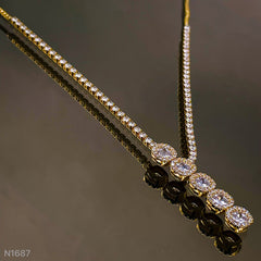 Solitaire Eternity Cubic Zirconia 18K Gold Adjustable Slider Necklace for Women