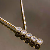 Solitaire Eternity Cubic Zirconia 18K Gold Adjustable Slider Necklace for Women