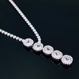 Solitaire Eternity Cubic Zirconia Silver Adjustable Slider Necklace for Women